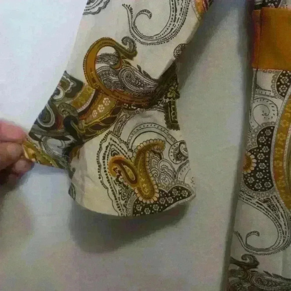 H&M Midi dress nwt mustard yellow paisley size S flutter sleeve - Picture 6 of 8